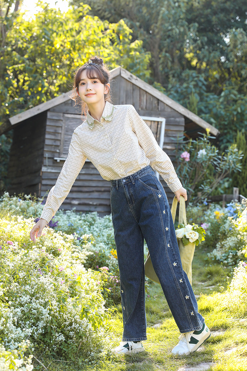 Jasmine Floral Embroidered Jeans (Dark Denim)