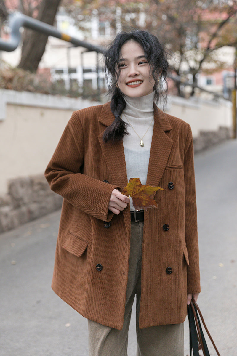 Corduroy Double Breasted Blazer Jacket (7 Colors)