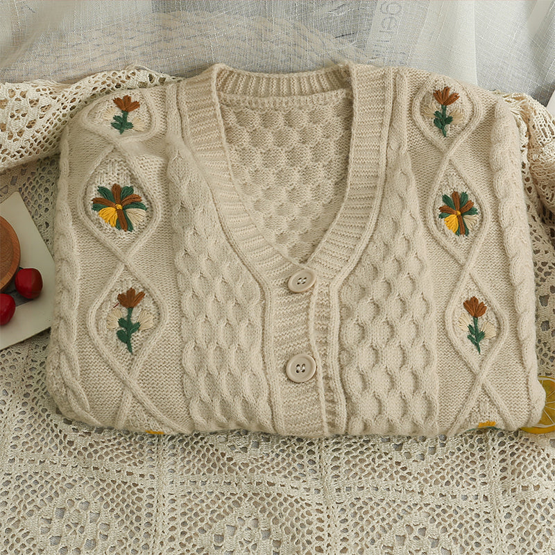 Fall Florals Embroidered Cardigan (3 Colors)
