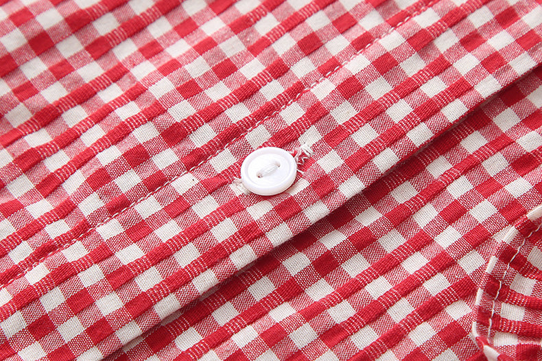 Daisy Pocket Gingham Blouse (Red)