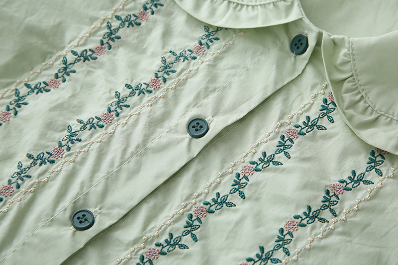 Flower Vines Embroidered Blouse (2 Colors)