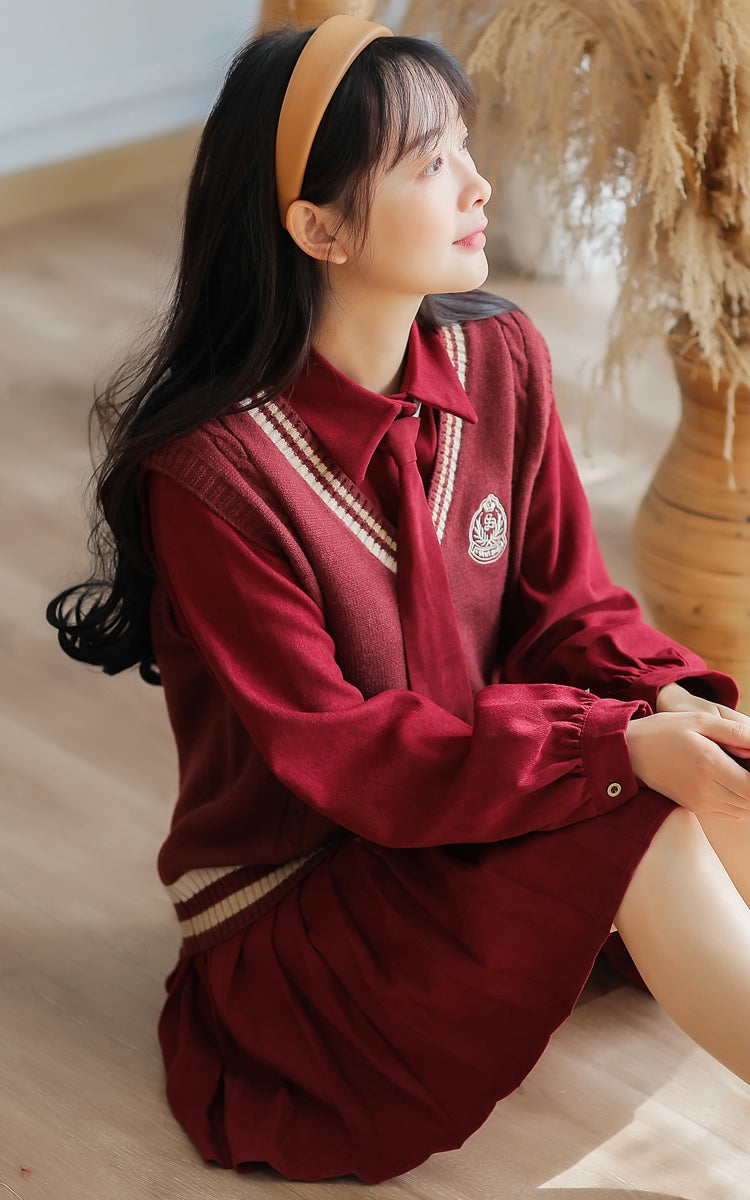 Prep School Vest & Dress Set (3 Colors)