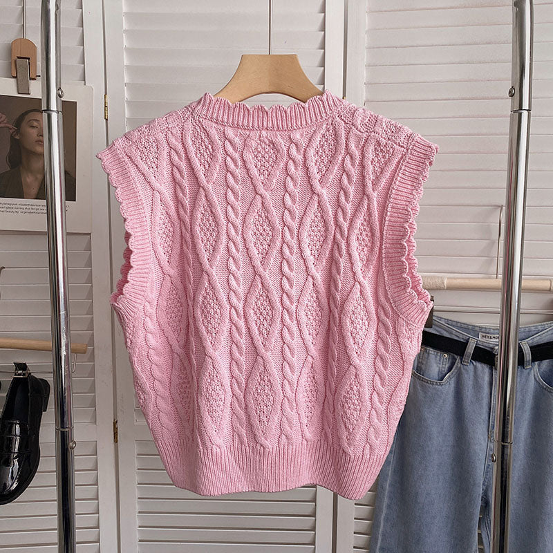 Cable Knit Pearl Vest (3 Colors)