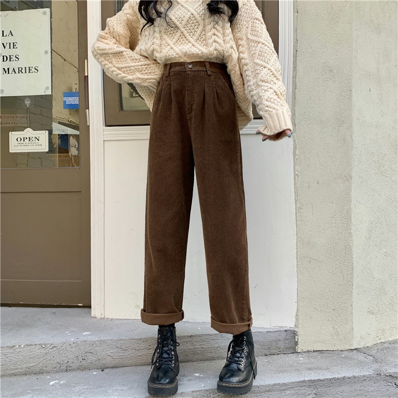 Pleated Corduroy Pants (4 Colors)