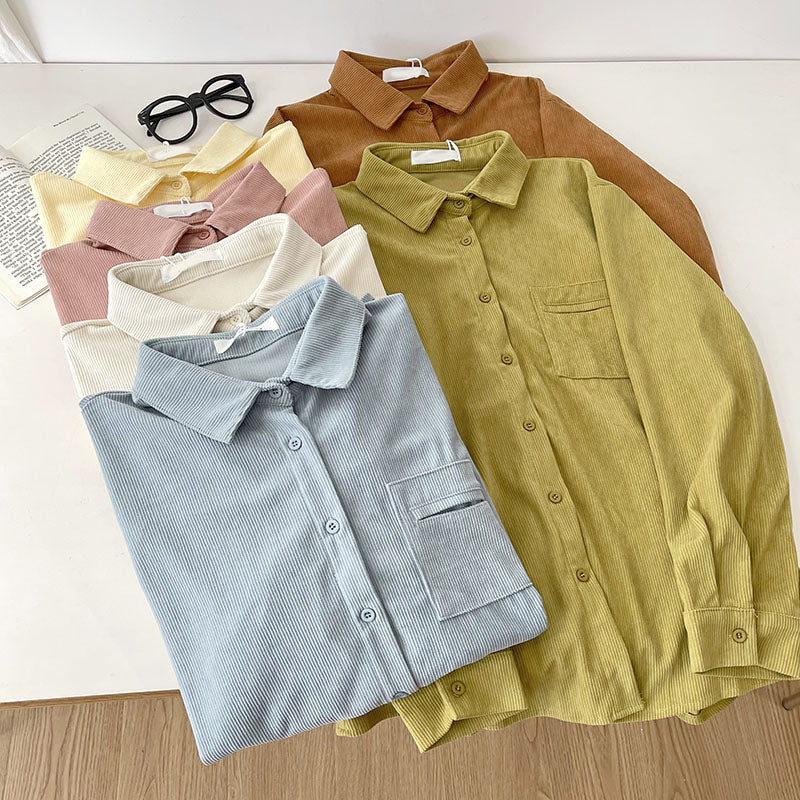 Corduroy Button Up Shirt (6 Colors)