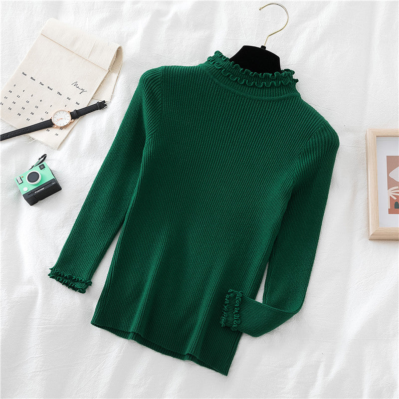 Basic Frilly Mock Neck Sweater (17 Colors)