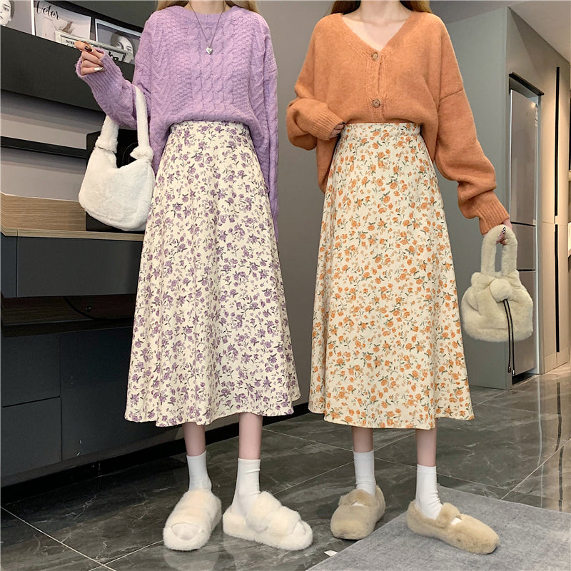 Fall Florals Midi Skirt (3 Colors)
