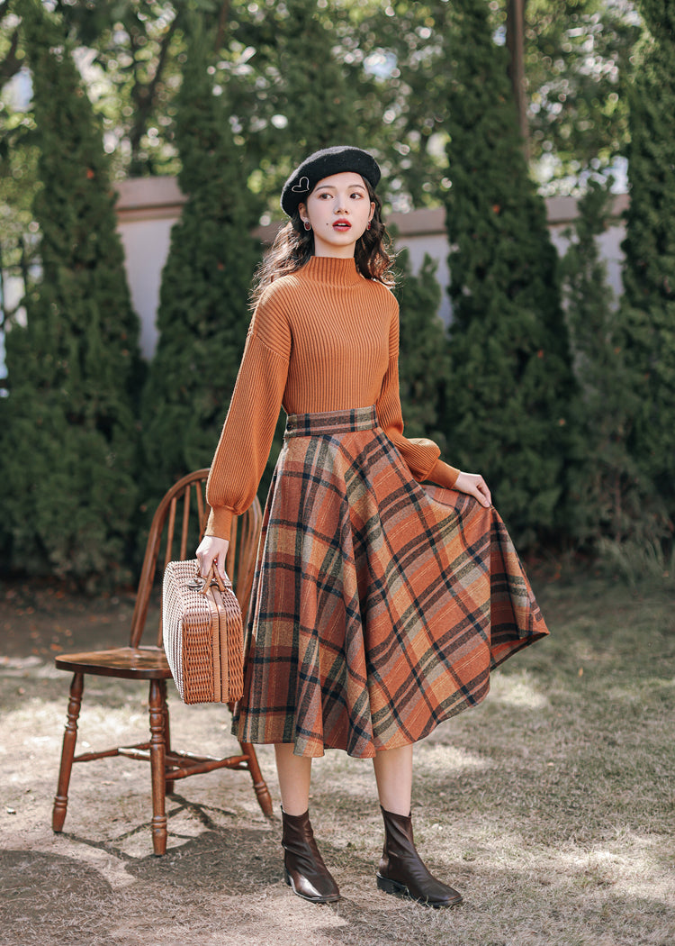 Pumpkin Spice Sweater & Skirt Set (Orange)