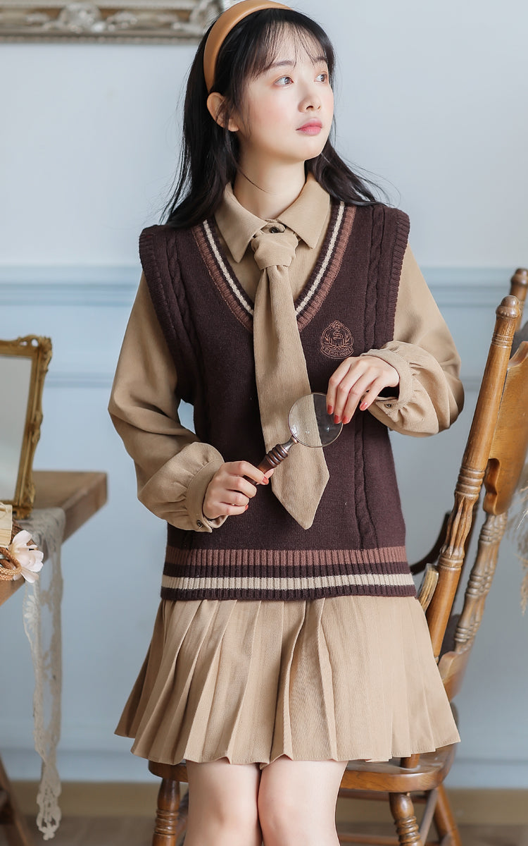 Prep School Vest & Dress Set (3 Colors)