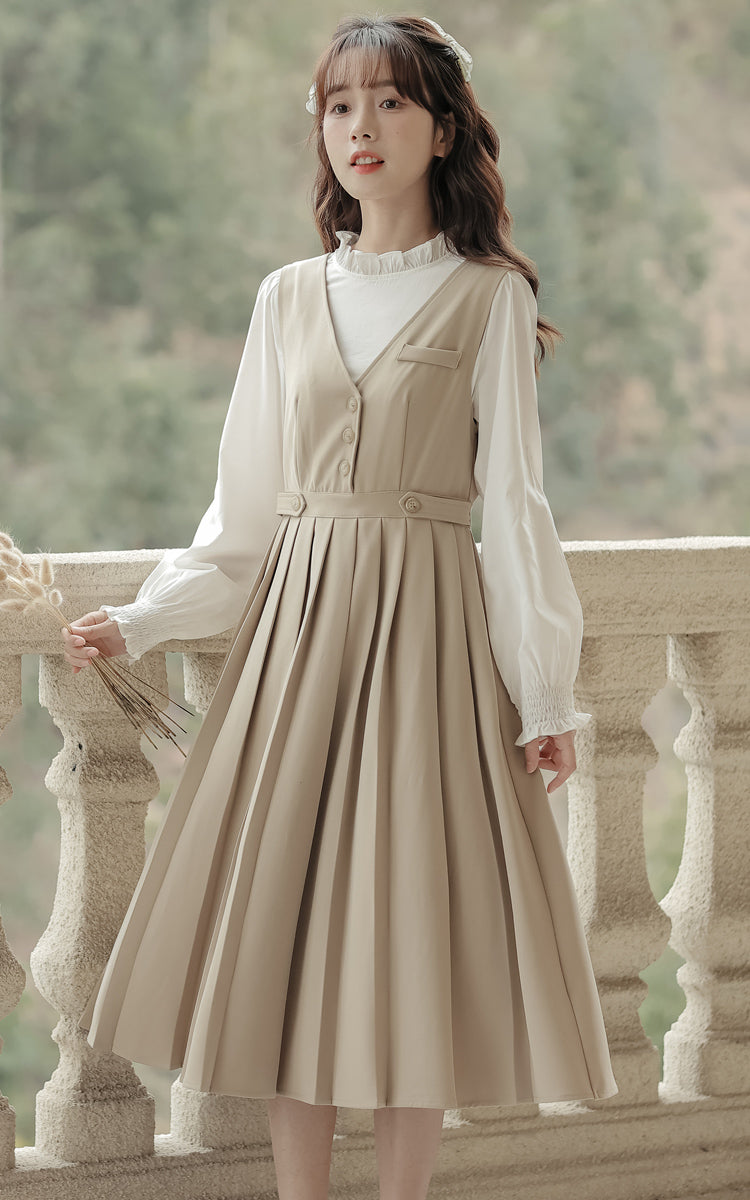 Journalist Midi Pinafore Set (2 Colors)