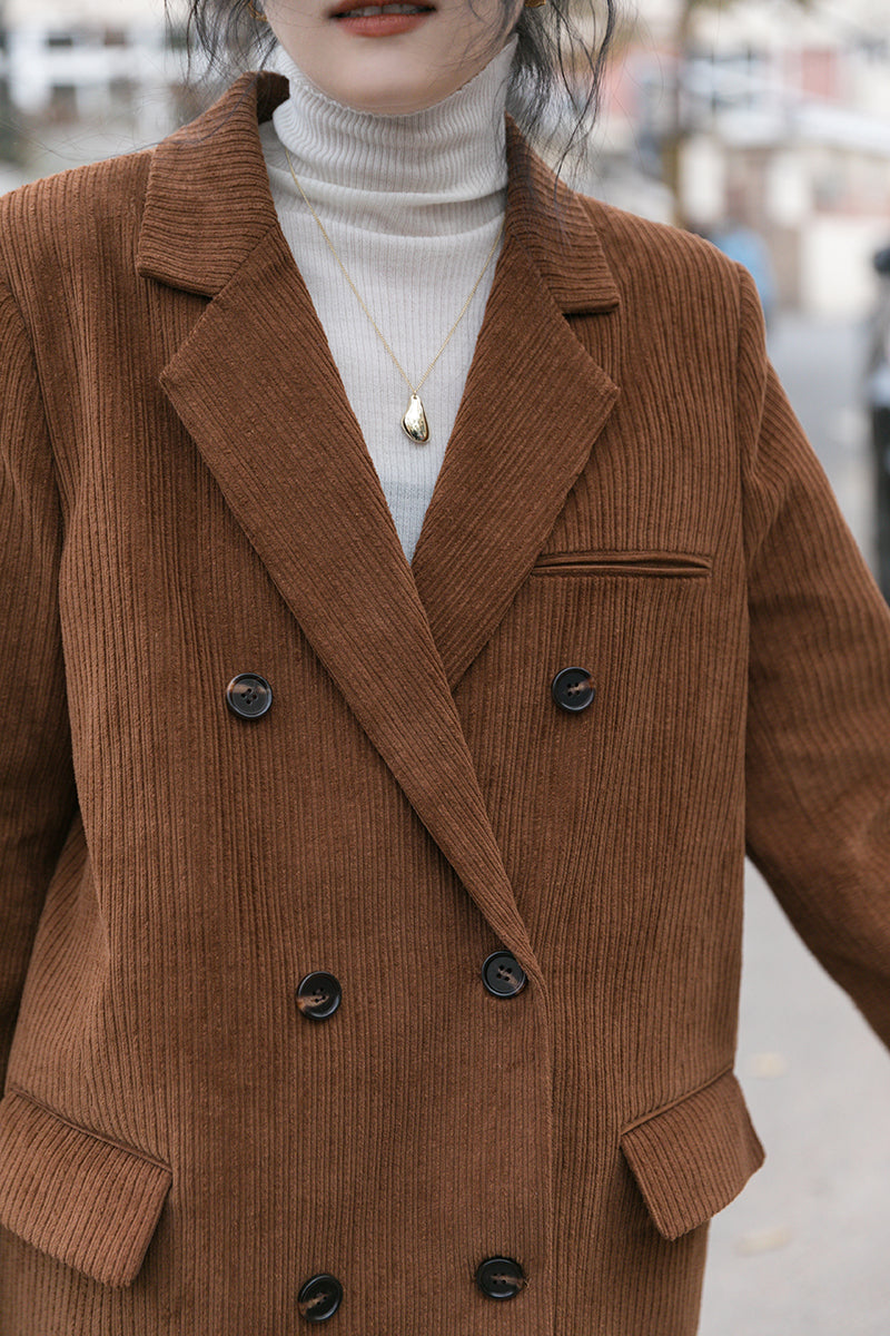 Corduroy Double Breasted Blazer Jacket (7 Colors)