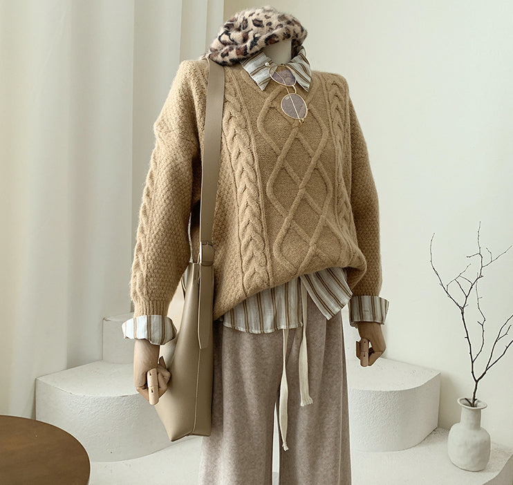 Macaron Cable Knit Sweater (6 Colors)