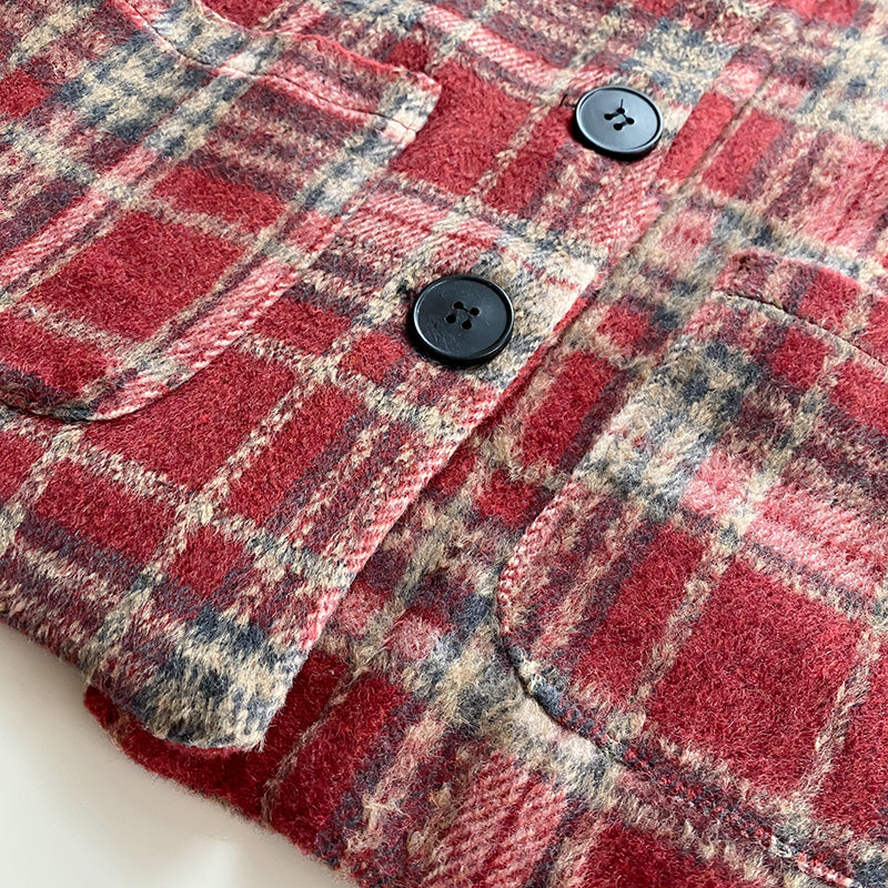 Berry Plaid Jacket & Skirt Set (Red)
