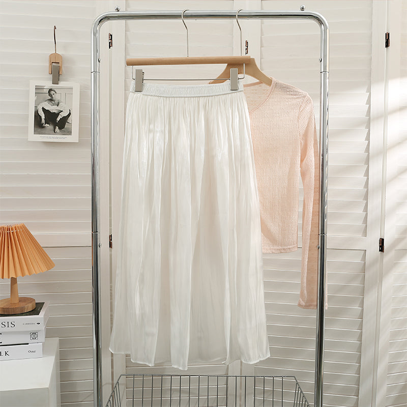 Satin Shine Midi Skirt (7 Colors)