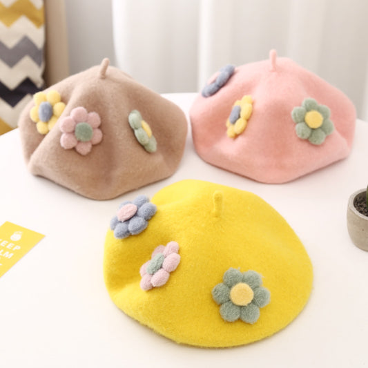 Daisy Pom Pom Beret (10 Colors)