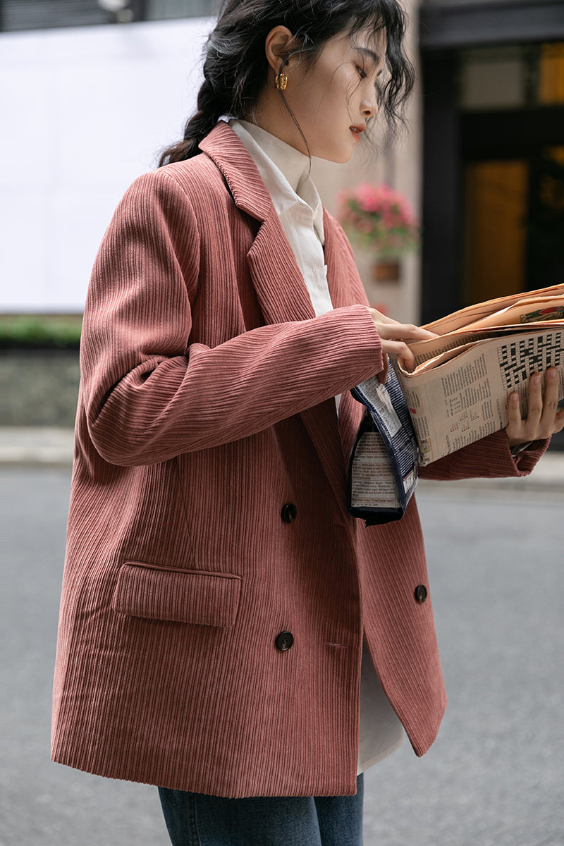 Corduroy Double Breasted Blazer Jacket (7 Colors)