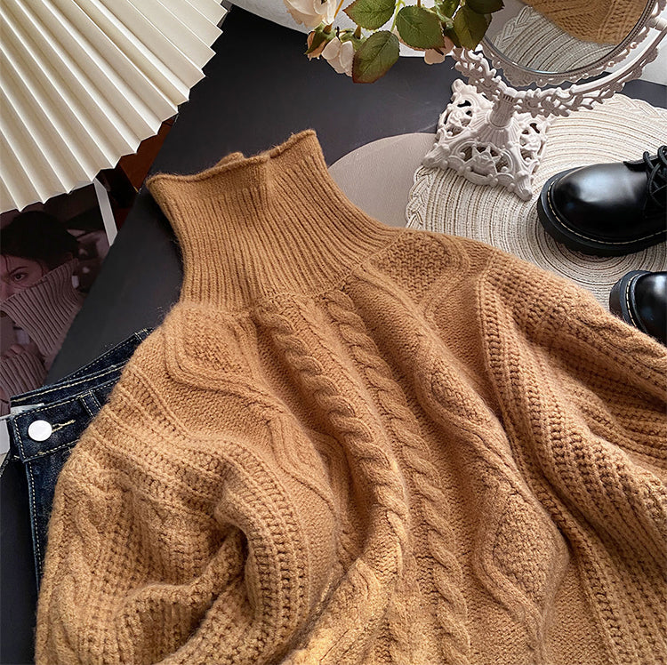 Cable Knit Turtleneck Sweater (5 Colors)