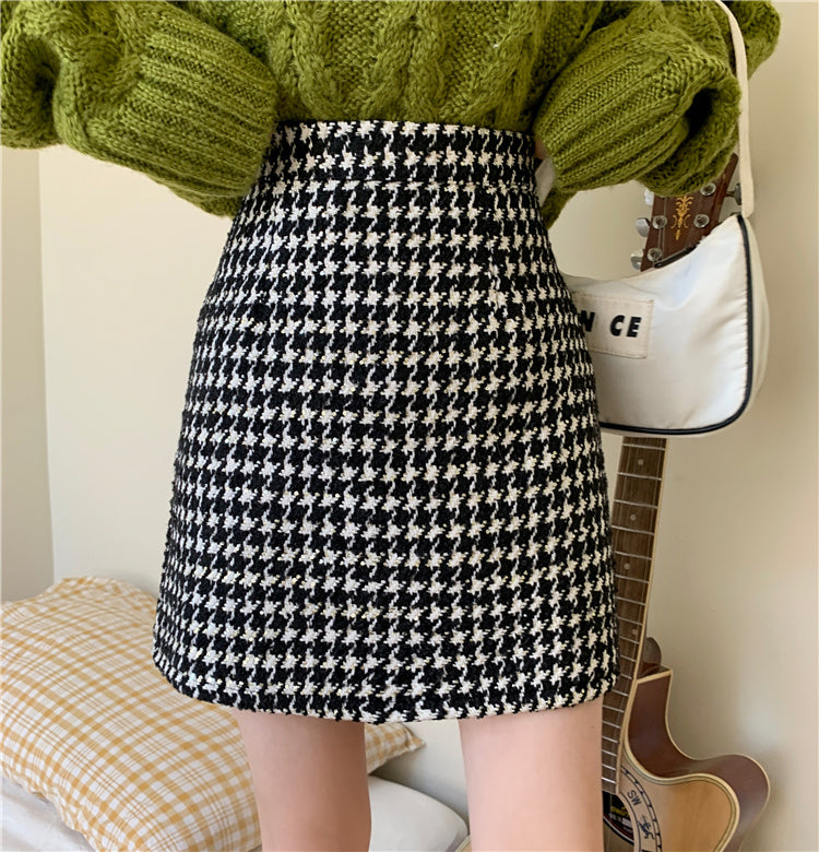 Houndstooth Tweed Mini Skirt (2 Colors)