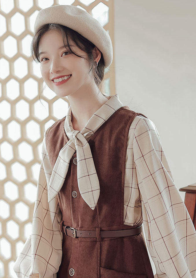 Button Up Suede Pinafore Dress (4 Colors)