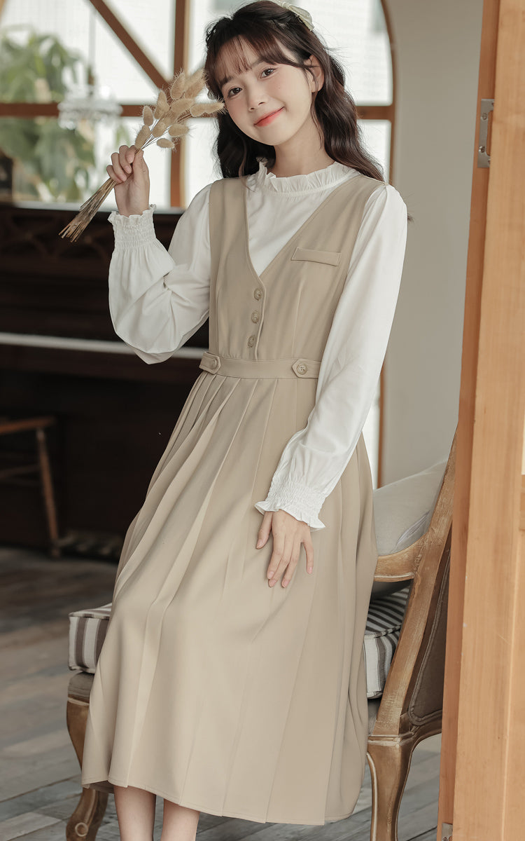 Journalist Midi Pinafore Set (2 Colors)