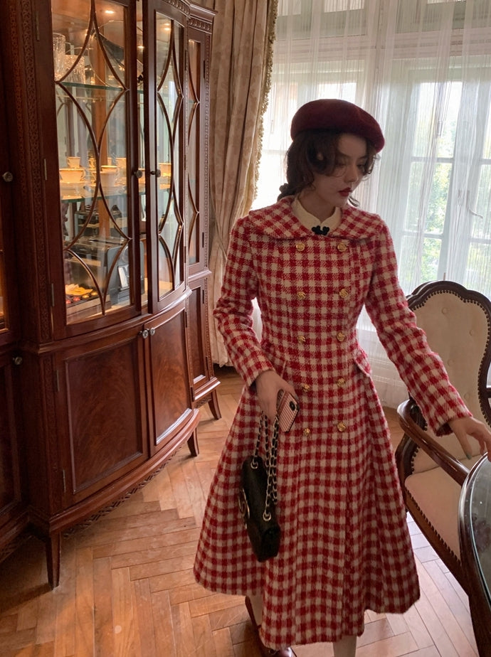 Candy Cane Gingham Dress Coat (Red/White)