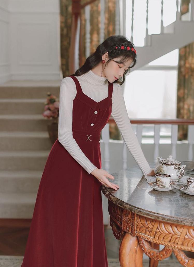 Corduroy Pearl Cami Midi Dress (2 Colors)