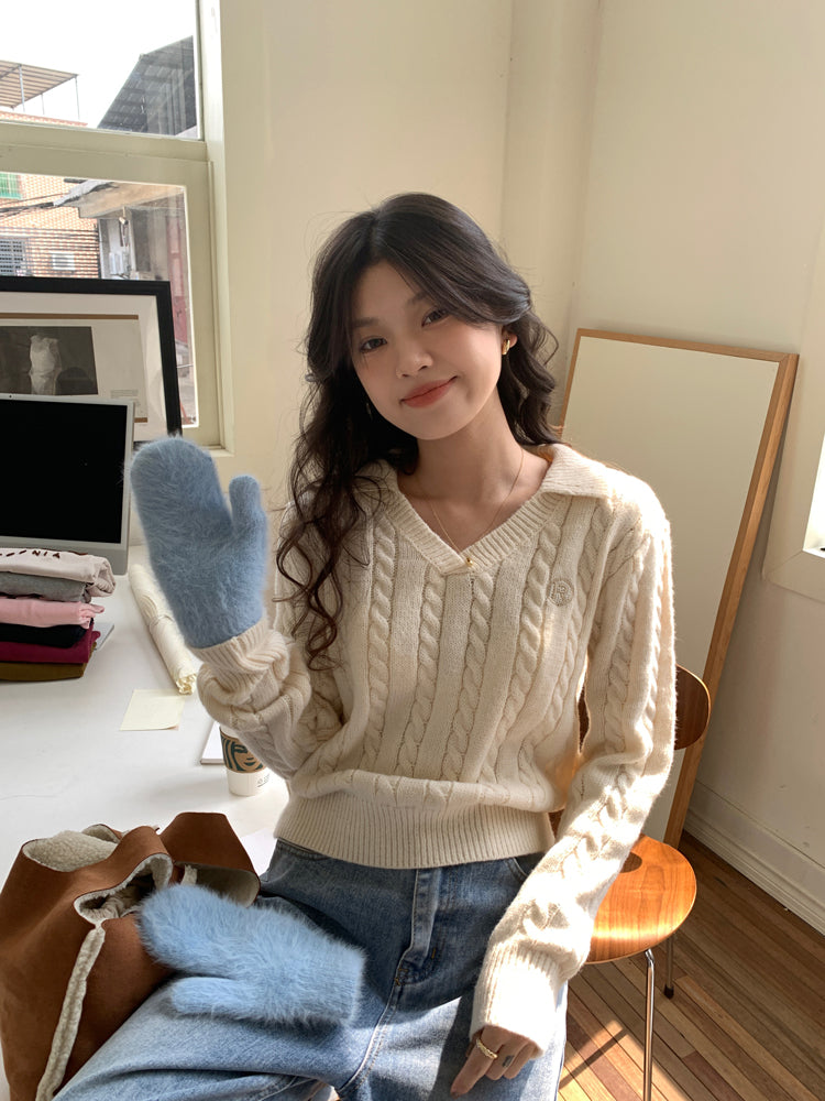 Cable Knit Polo Sweater (6 Colors)