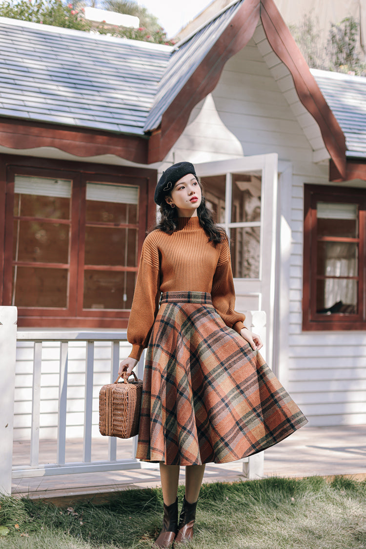 Pumpkin Spice Sweater & Skirt Set (Orange)