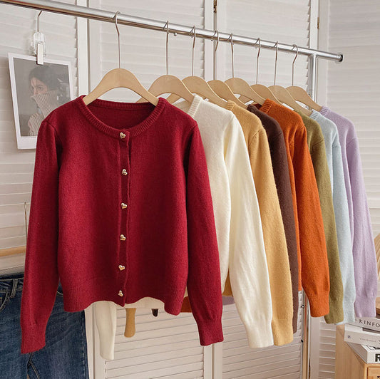 Heart Button Up Cardigan (8 Colors)