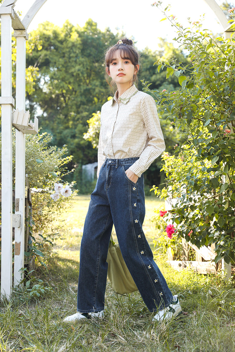 Jasmine Floral Embroidered Jeans (Dark Denim)