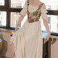 Rustic Floral Corset Twofer Dress (Cream)