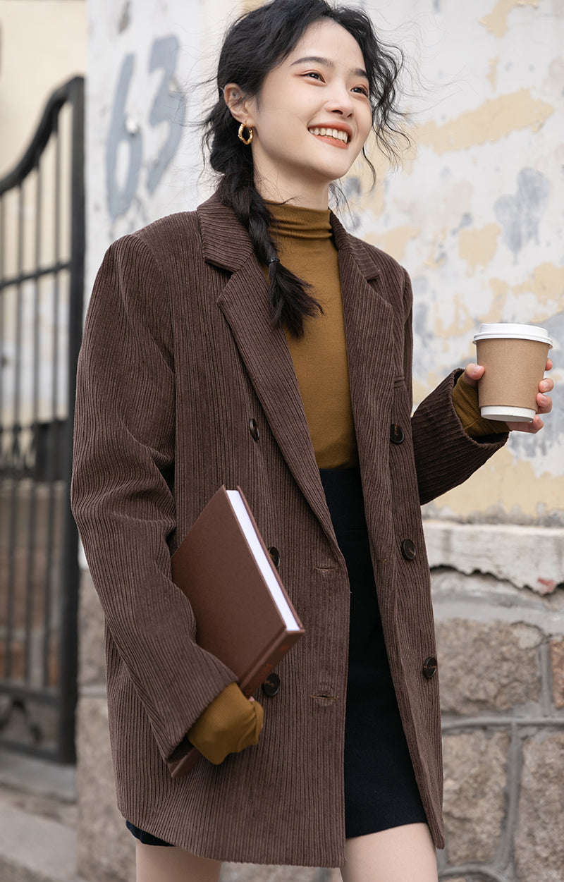 Corduroy Double Breasted Blazer Jacket (7 Colors)