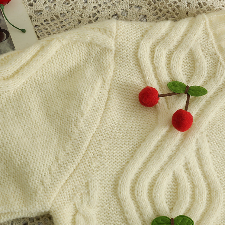 Cherry Pom Pom Cropped Cardigan (4 Colors)