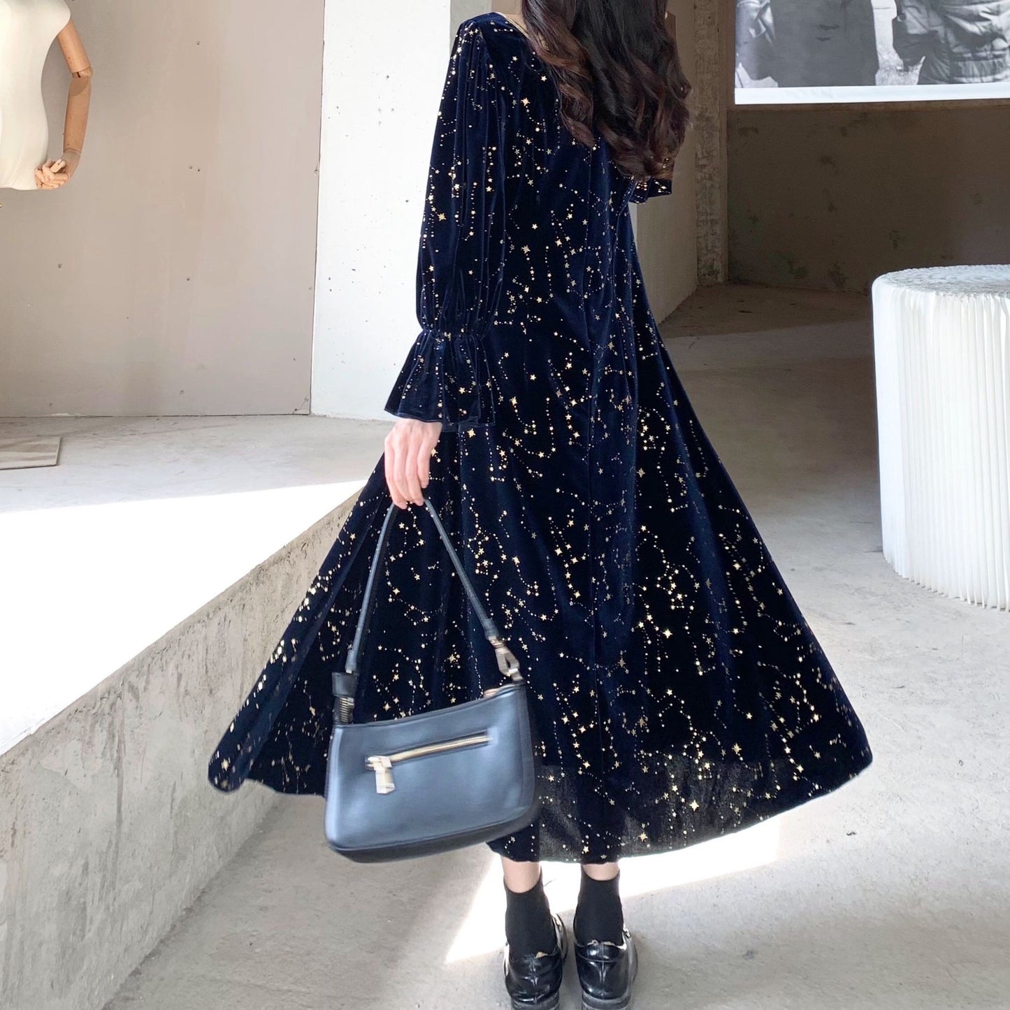Constellation Velvet Midi Dress (Teal)