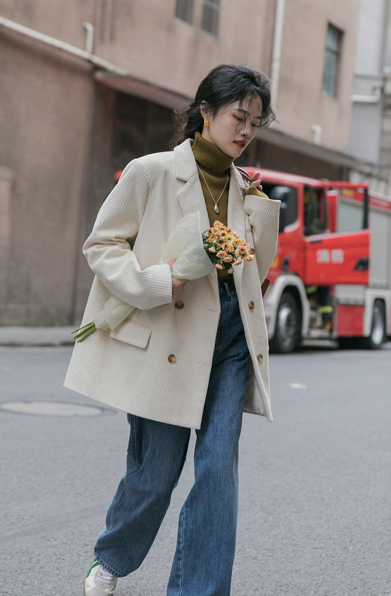 Corduroy Double Breasted Blazer Jacket (7 Colors)