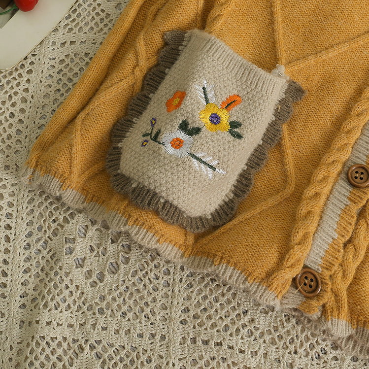 Embroidered Flower Pocket Vest (3 Colors)