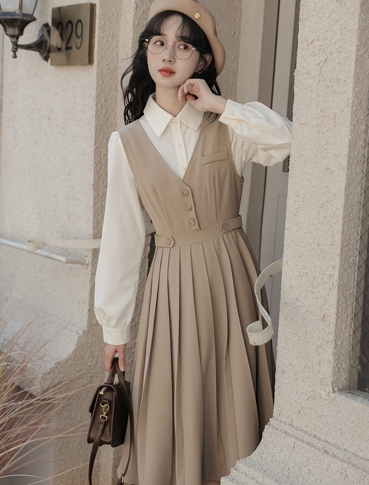 Journalist Midi Pinafore Set (2 Colors)