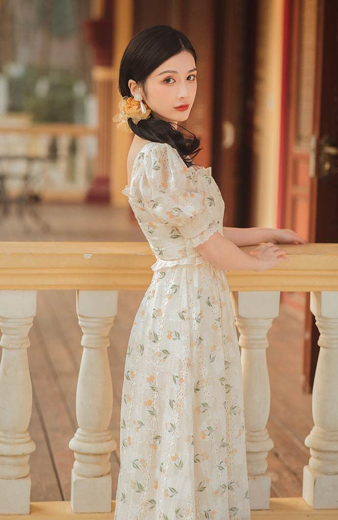 Flower Blossom Lace Up Midi Dress (2 Colors)