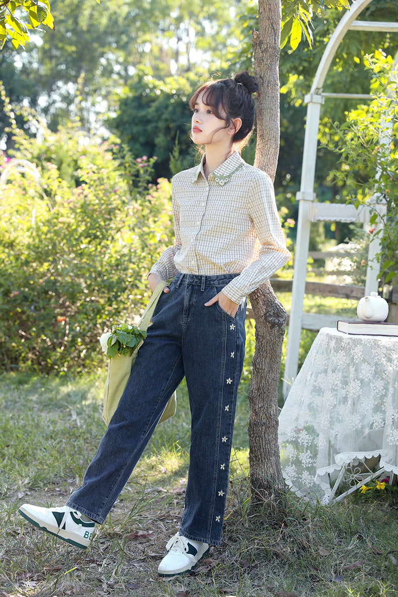 Jasmine Floral Embroidered Jeans (Dark Denim)
