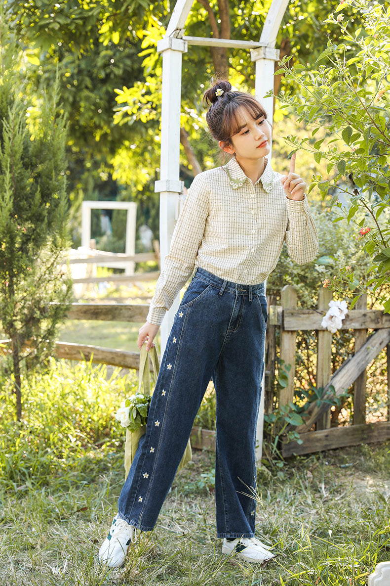 Jasmine Floral Embroidered Jeans (Dark Denim)