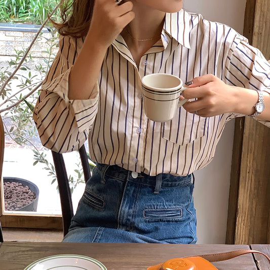 Everyday Stripe Button Up Shirt (2 Colors)