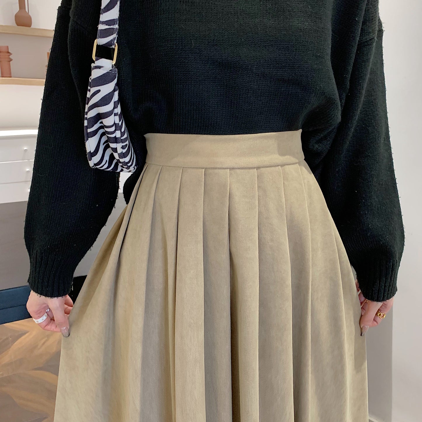 Corduroy Suede Midi Skirt (5 Colors)