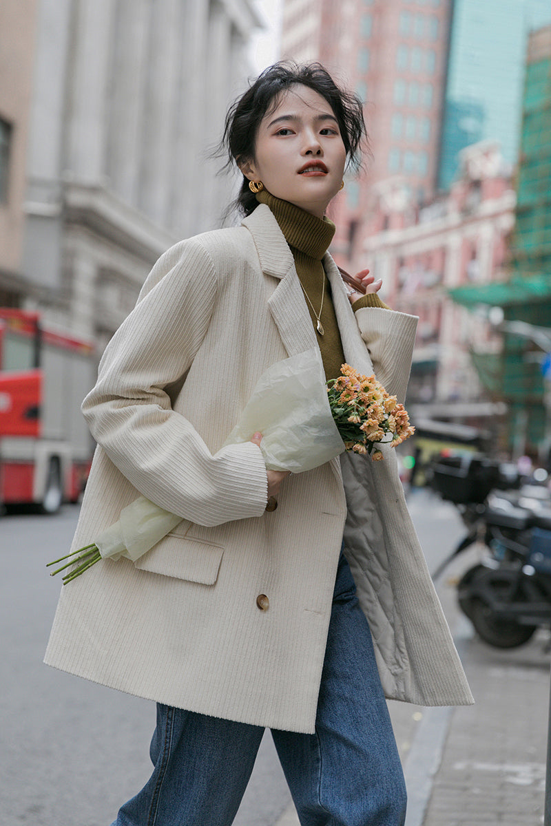Corduroy Double Breasted Blazer Jacket (7 Colors)