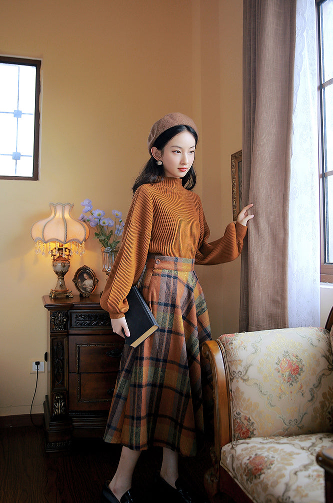 Pumpkin Spice Sweater & Skirt Set (Orange)