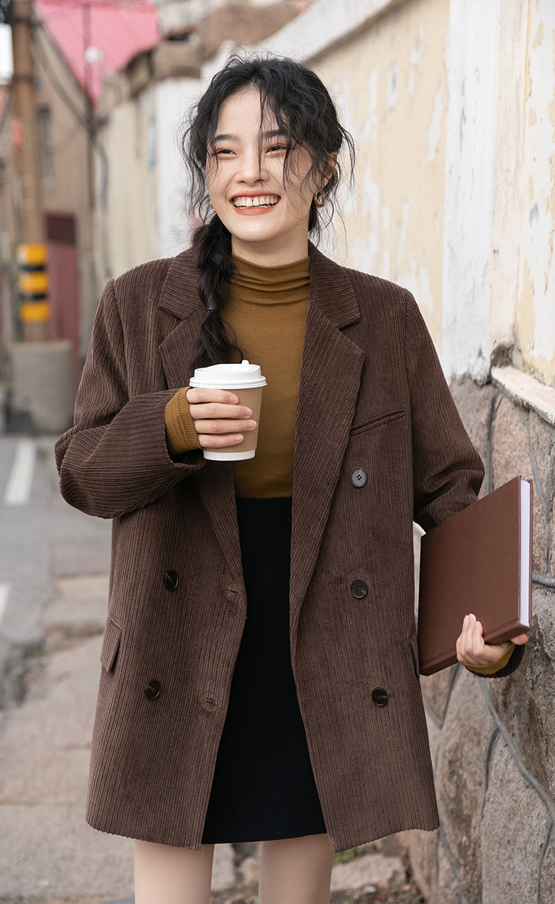 Corduroy Double Breasted Blazer Jacket (7 Colors)