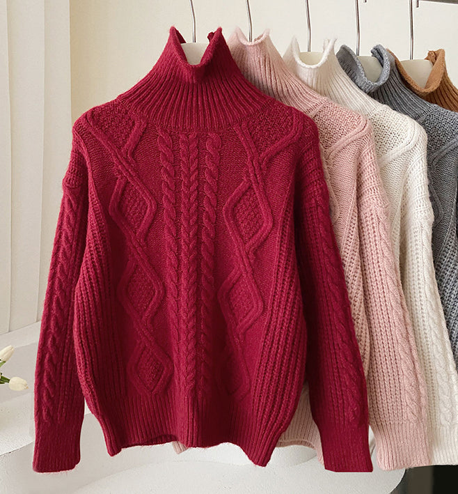 Cable Knit Turtleneck Sweater (5 Colors)