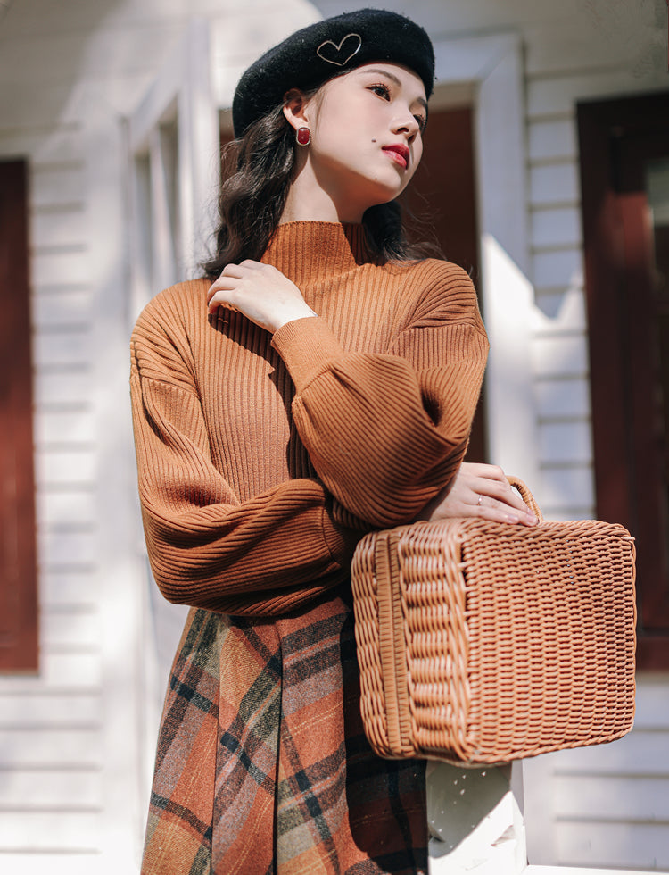 Pumpkin Spice Sweater & Skirt Set (Orange)