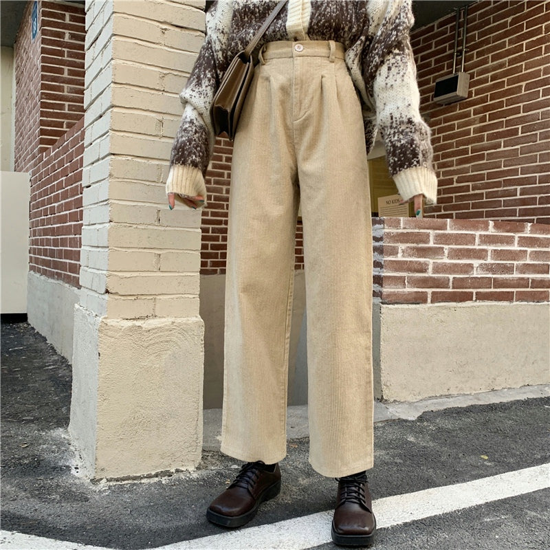 Pleated Corduroy Pants (4 Colors)