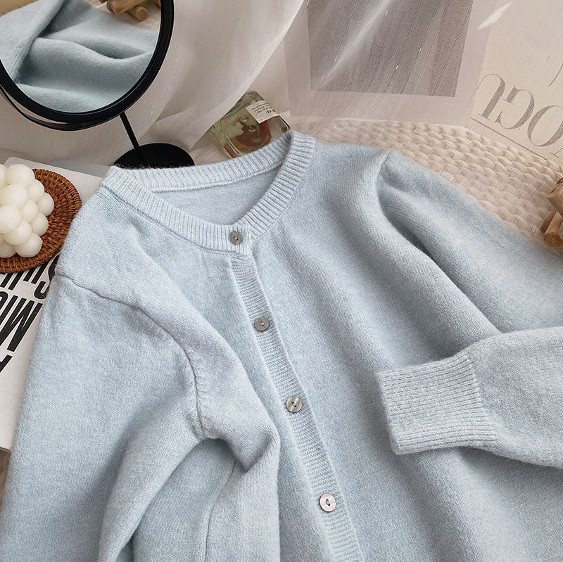 Basic Round Neck Cardigan (14 Colors)