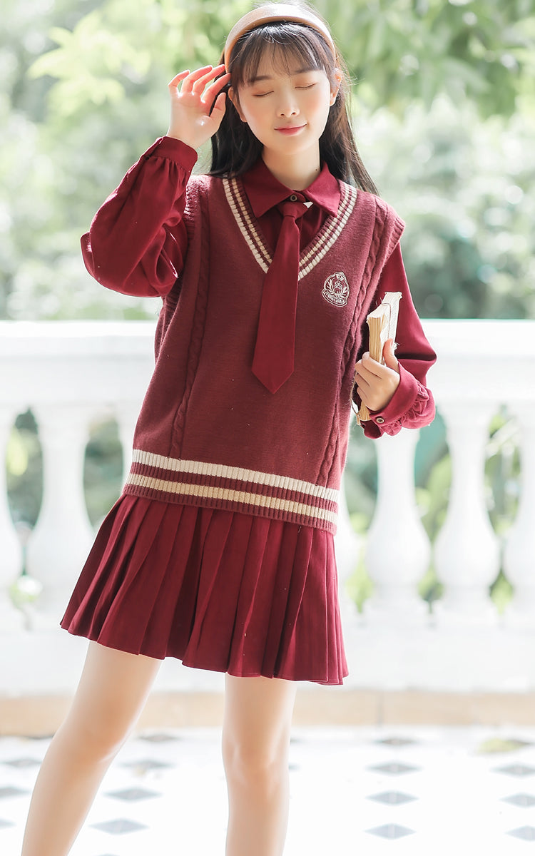 Prep School Vest & Dress Set (3 Colors)